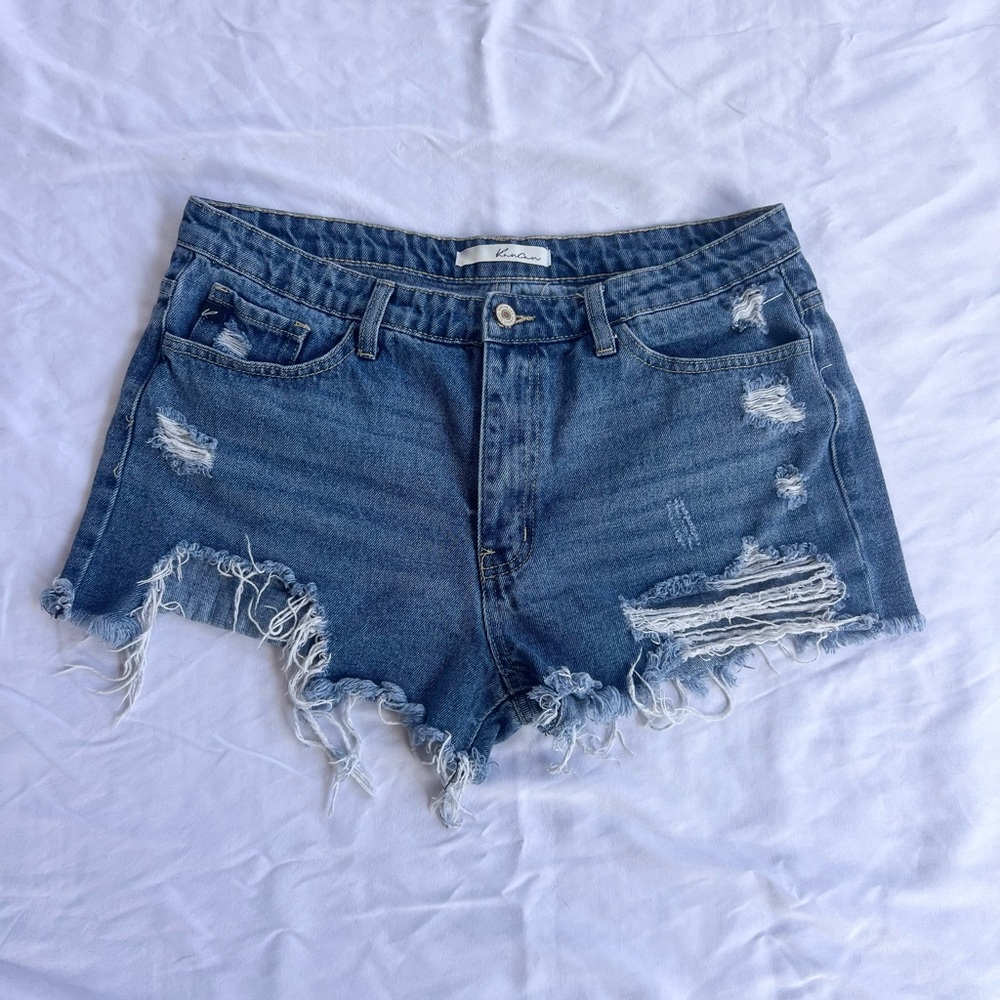 KanCan Ripped Distressed Blue Jean Shorts Size 11